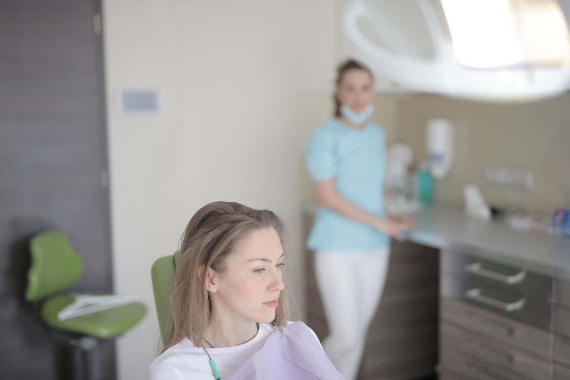 Woman in dentist chair